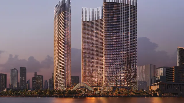 Эксклюзивная студия на продажу в Binghatti Skyrise B, Business Bay — вид на канал и Бурдж-Халифу