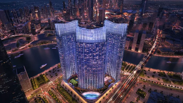 Эксклюзивная студия на продажу в Binghatti Skyrise B, Business Bay — вид на канал и Бурдж-Халифу