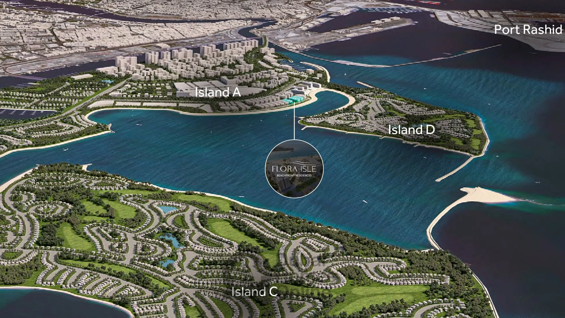 مشروع فلورا آيل: شقق مطلة على الواجهة البحرية للبيع في جزر دبي